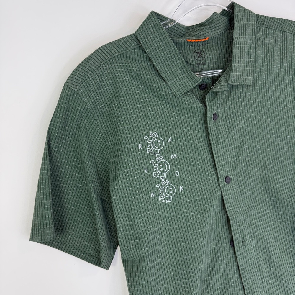 Roark Bless Up Trail Shirt Mens L Green Run Amok RW600 Short Sleeve Button Up - Picture 2 of 12